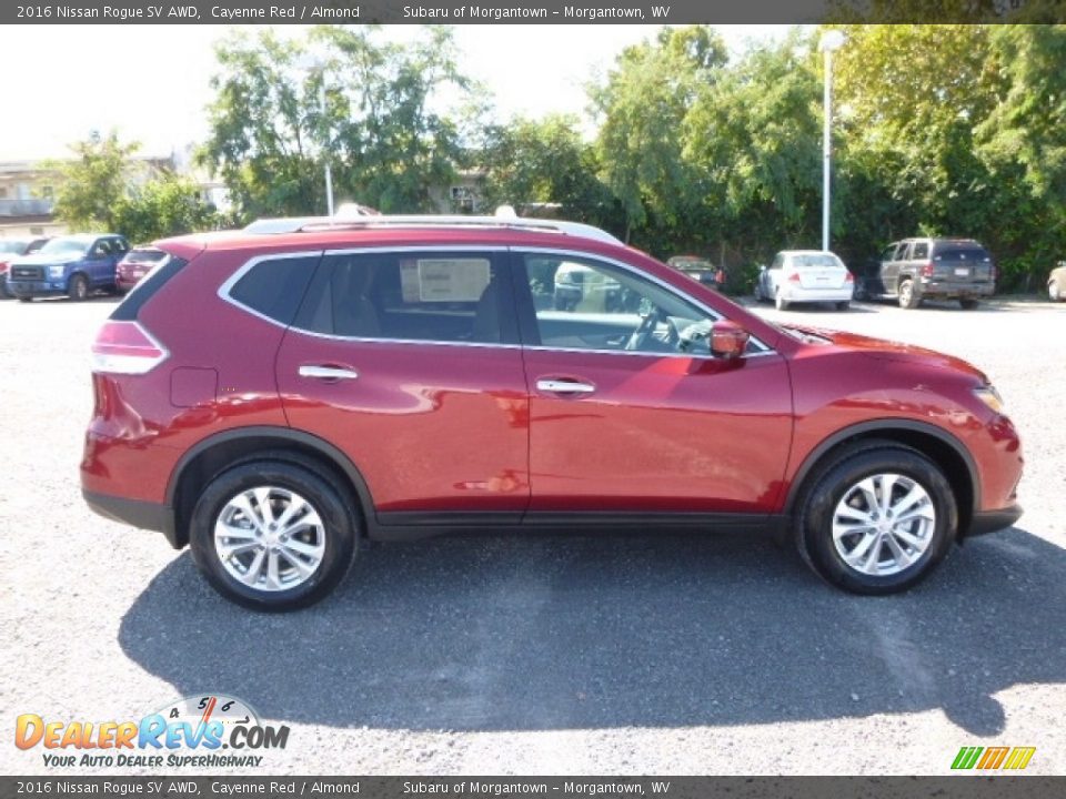 2016 Nissan Rogue SV AWD Cayenne Red / Almond Photo #6
