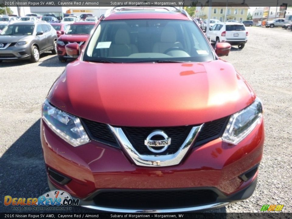 2016 Nissan Rogue SV AWD Cayenne Red / Almond Photo #12