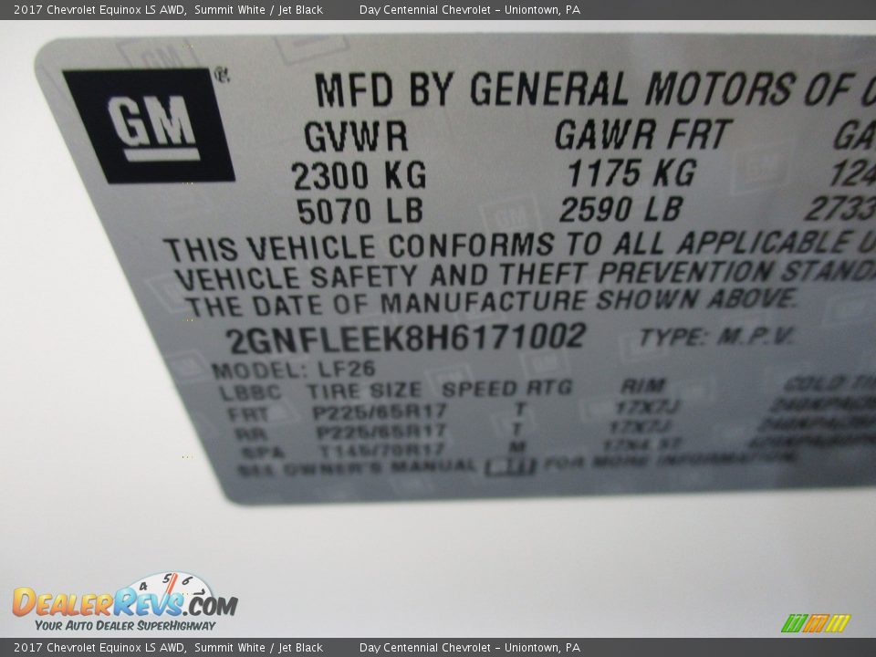 2017 Chevrolet Equinox LS AWD Summit White / Jet Black Photo #19