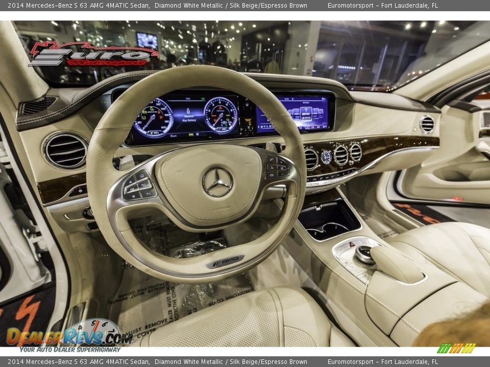 2014 Mercedes-Benz S 63 AMG 4MATIC Sedan Diamond White Metallic / Silk Beige/Espresso Brown Photo #37