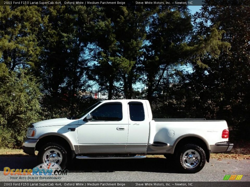 2003 Ford F150 Lariat SuperCab 4x4 Oxford White / Medium Parchment Beige Photo #1