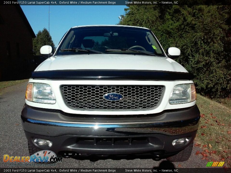 2003 Ford F150 Lariat SuperCab 4x4 Oxford White / Medium Parchment Beige Photo #3