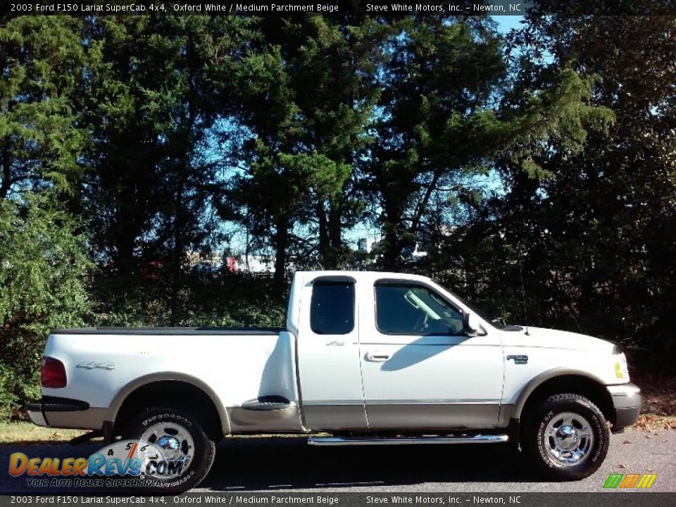 2003 Ford F150 Lariat SuperCab 4x4 Oxford White / Medium Parchment Beige Photo #5