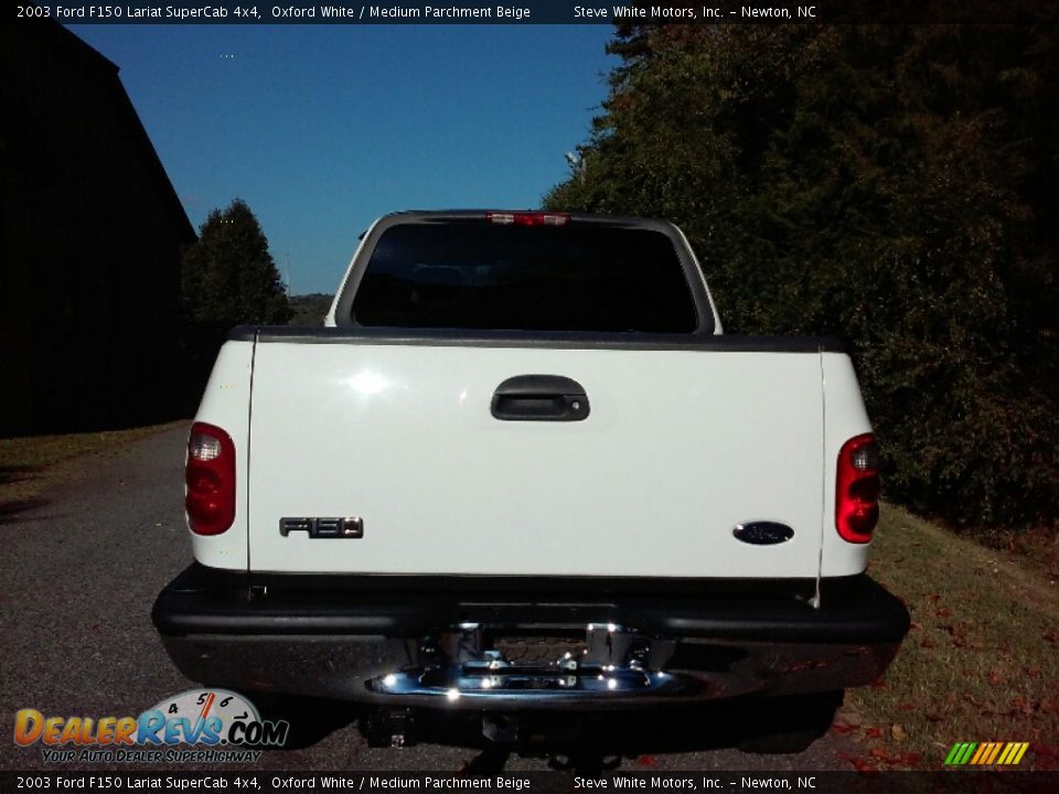 2003 Ford F150 Lariat SuperCab 4x4 Oxford White / Medium Parchment Beige Photo #7
