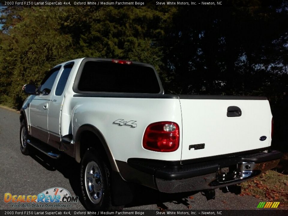 2003 Ford F150 Lariat SuperCab 4x4 Oxford White / Medium Parchment Beige Photo #8