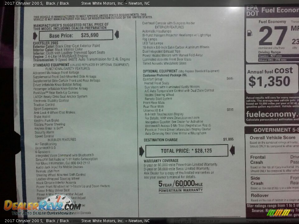 2017 Chrysler 200 S Black / Black Photo #24