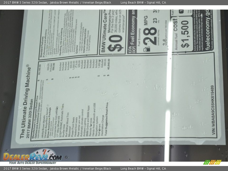 2017 BMW 3 Series 320i Sedan Jatoba Brown Metallic / Venetian Beige/Black Photo #6