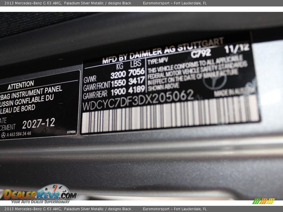 2013 Mercedes-Benz G 63 AMG Paladium Silver Metallic / designo Black Photo #28