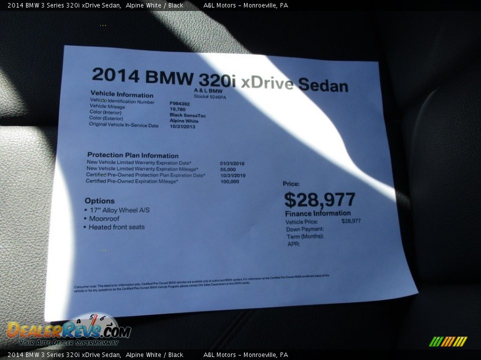2014 BMW 3 Series 320i xDrive Sedan Alpine White / Black Photo #12