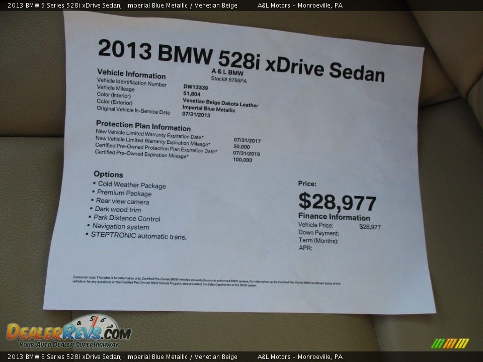 2013 BMW 5 Series 528i xDrive Sedan Imperial Blue Metallic / Venetian Beige Photo #12