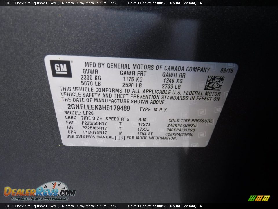 2017 Chevrolet Equinox LS AWD Nightfall Gray Metallic / Jet Black Photo #20