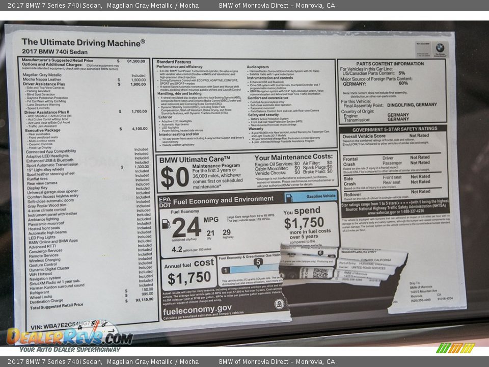 2017 BMW 7 Series 740i Sedan Magellan Gray Metallic / Mocha Photo #11