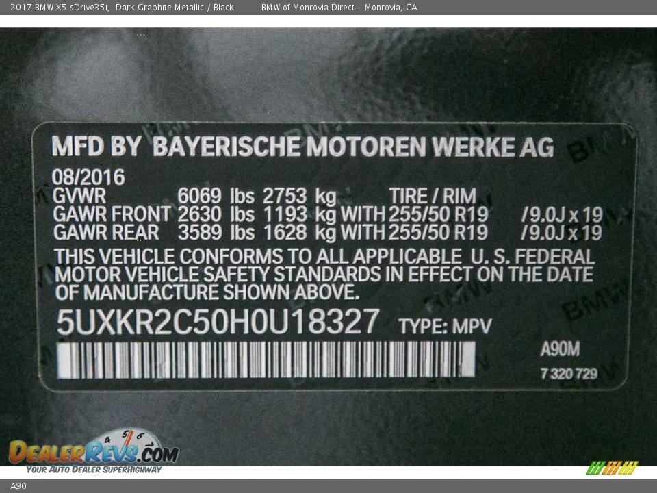 BMW Color Code A90 Dark Graphite Metallic