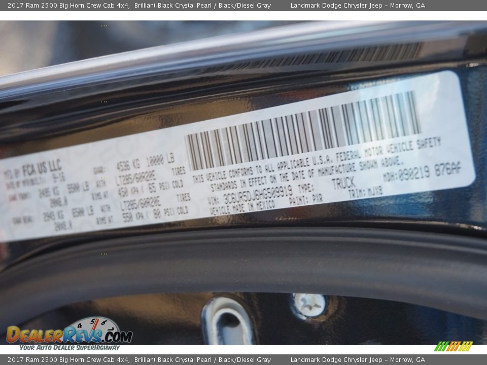 2017 Ram 2500 Big Horn Crew Cab 4x4 Brilliant Black Crystal Pearl / Black/Diesel Gray Photo #10