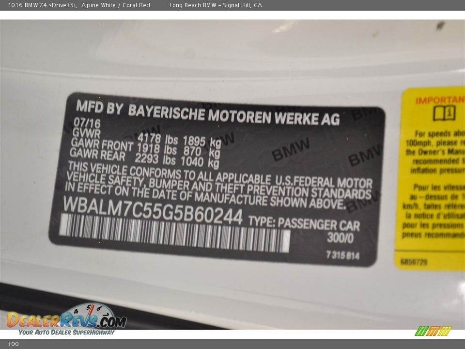 BMW Color Code 300 Alpine White