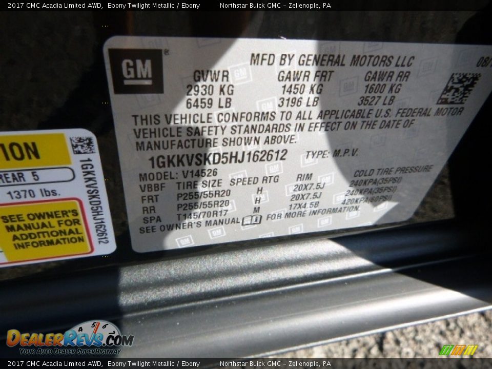 2017 GMC Acadia Limited AWD Ebony Twilight Metallic / Ebony Photo #17