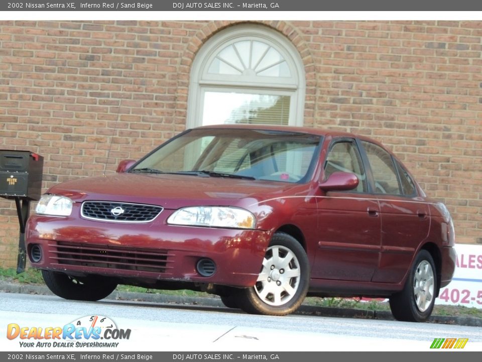 2002 Nissan Sentra XE Inferno Red / Sand Beige Photo #1