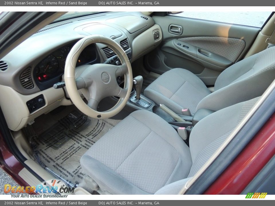 2002 Nissan Sentra XE Inferno Red / Sand Beige Photo #6