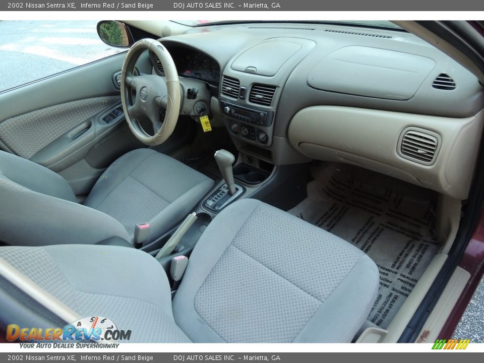 2002 Nissan Sentra XE Inferno Red / Sand Beige Photo #9