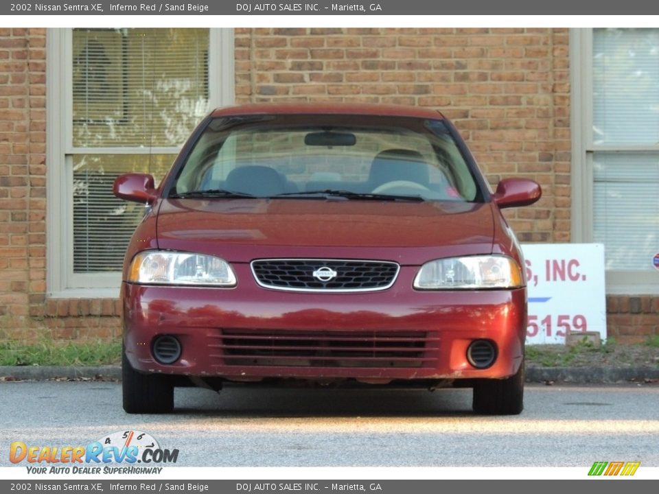 2002 Nissan Sentra XE Inferno Red / Sand Beige Photo #12