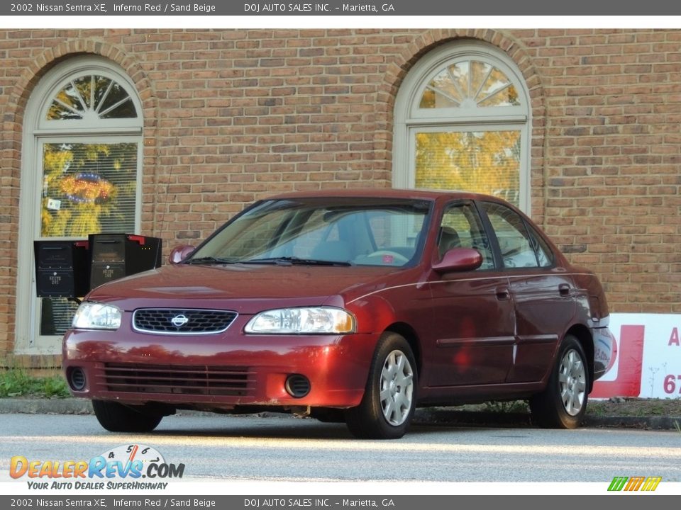 2002 Nissan Sentra XE Inferno Red / Sand Beige Photo #13