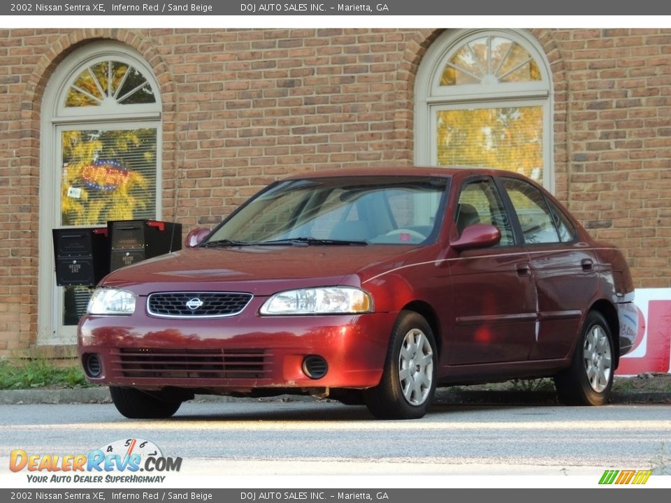 2002 Nissan Sentra XE Inferno Red / Sand Beige Photo #14