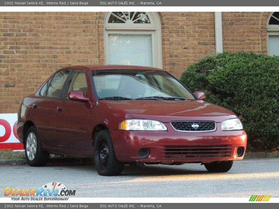 2002 Nissan Sentra XE Inferno Red / Sand Beige Photo #15