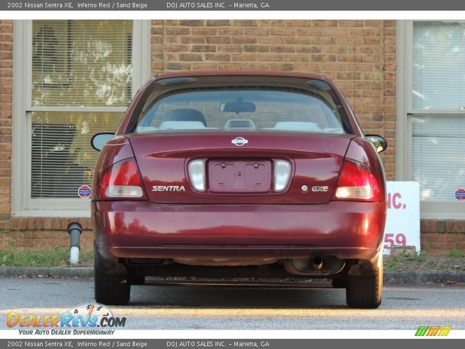 2002 Nissan Sentra XE Inferno Red / Sand Beige Photo #16