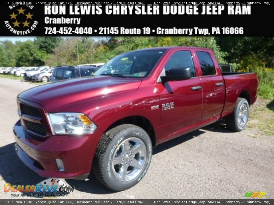 2017 Ram 1500 Express Quad Cab 4x4 Delmonico Red Pearl / Black/Diesel Gray Photo #1