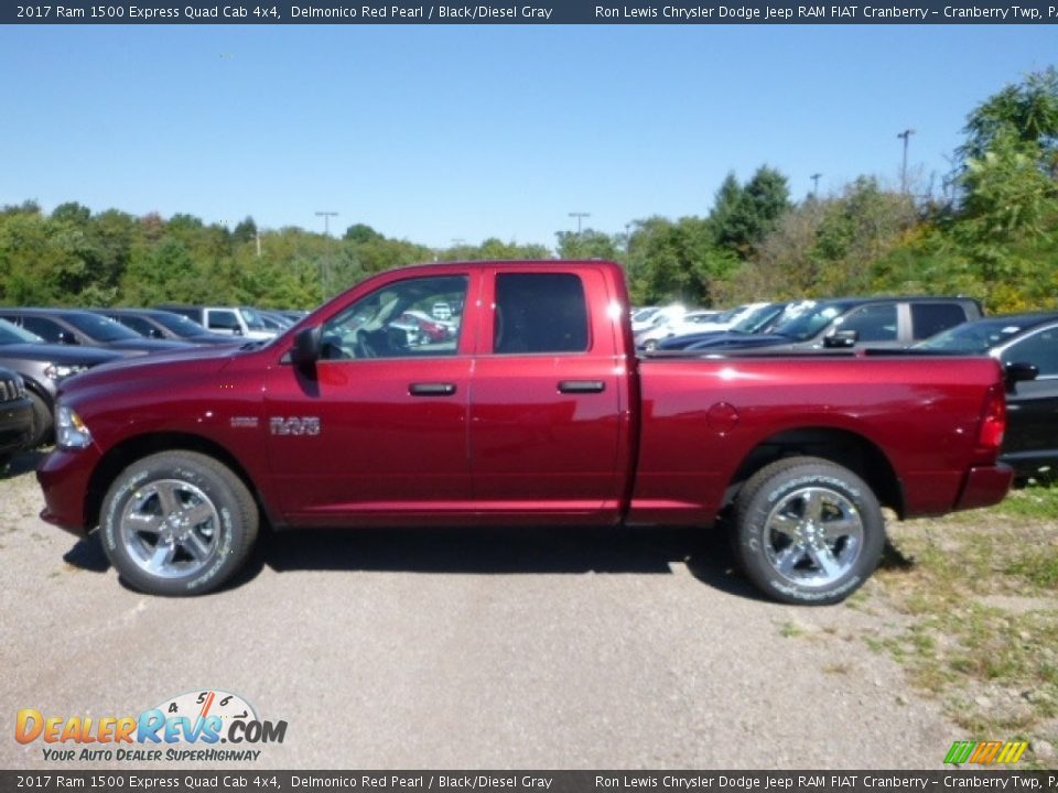 2017 Ram 1500 Express Quad Cab 4x4 Delmonico Red Pearl / Black/Diesel Gray Photo #3