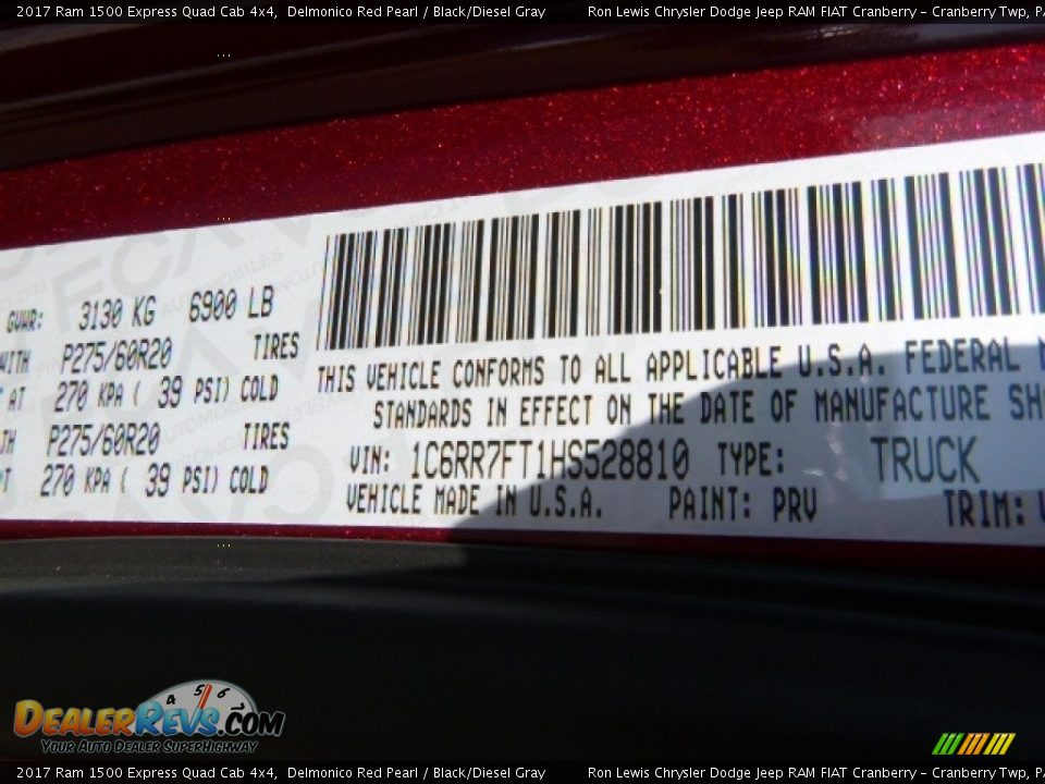 2017 Ram 1500 Express Quad Cab 4x4 Delmonico Red Pearl / Black/Diesel Gray Photo #15