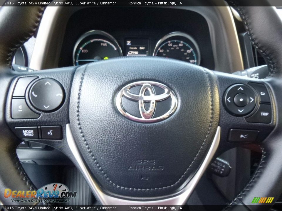2016 Toyota RAV4 Limited Hybrid AWD Super White / Cinnamon Photo #21