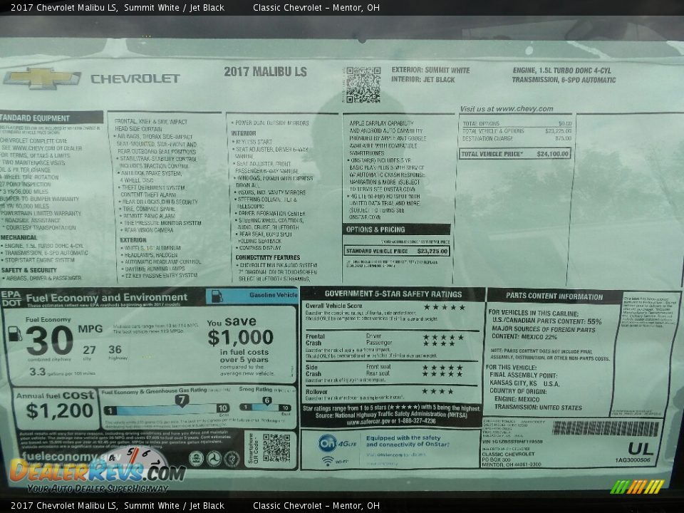 2017 Chevrolet Malibu LS Summit White / Jet Black Photo #4