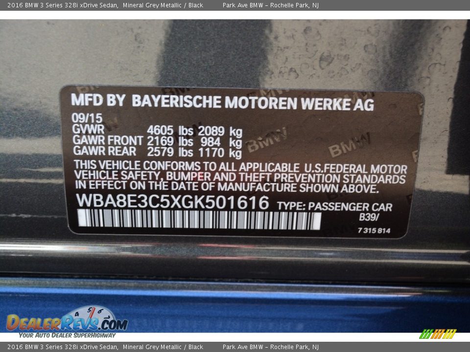 2016 BMW 3 Series 328i xDrive Sedan Mineral Grey Metallic / Black Photo #35