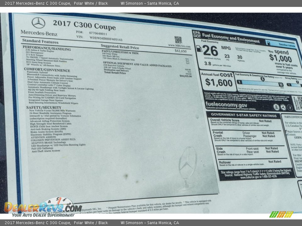2017 Mercedes-Benz C 300 Coupe Polar White / Black Photo #11