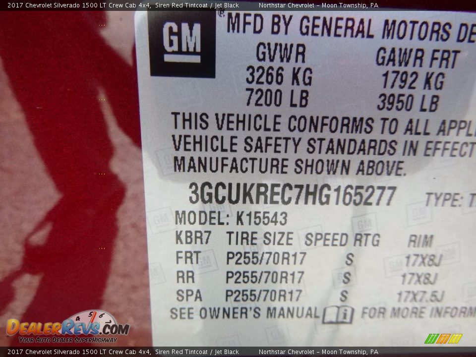 2017 Chevrolet Silverado 1500 LT Crew Cab 4x4 Siren Red Tintcoat / Jet Black Photo #16