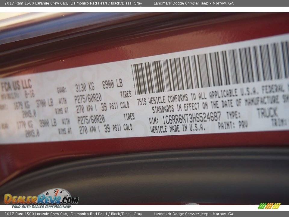 2017 Ram 1500 Laramie Crew Cab Delmonico Red Pearl / Black/Diesel Gray Photo #10