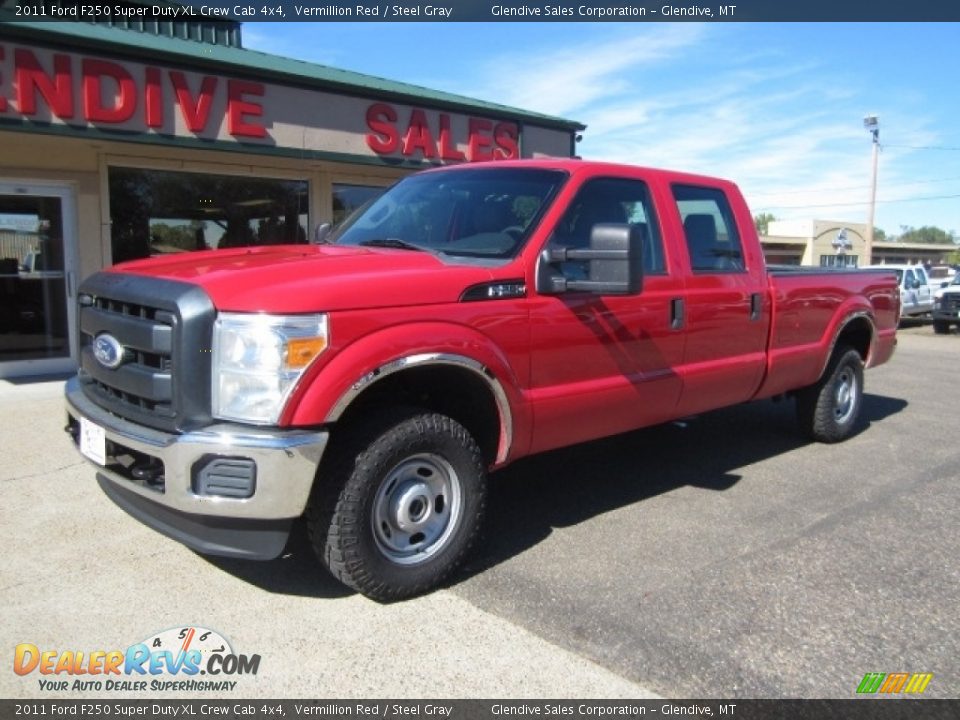 2011 Ford F250 Super Duty XL Crew Cab 4x4 Vermillion Red / Steel Gray Photo #1