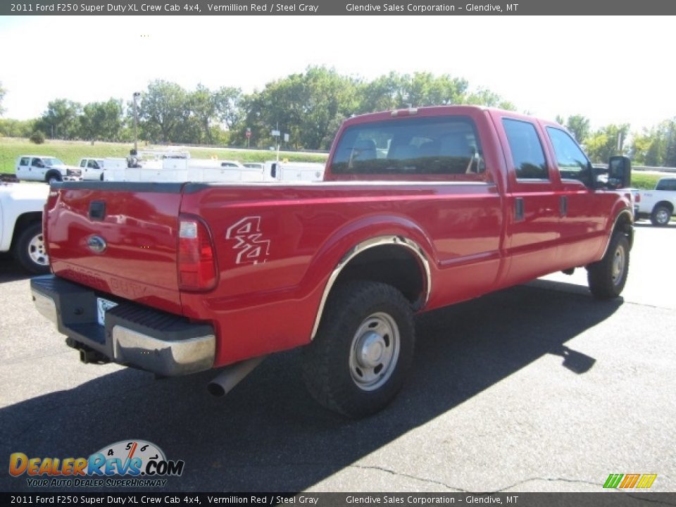 2011 Ford F250 Super Duty XL Crew Cab 4x4 Vermillion Red / Steel Gray Photo #3