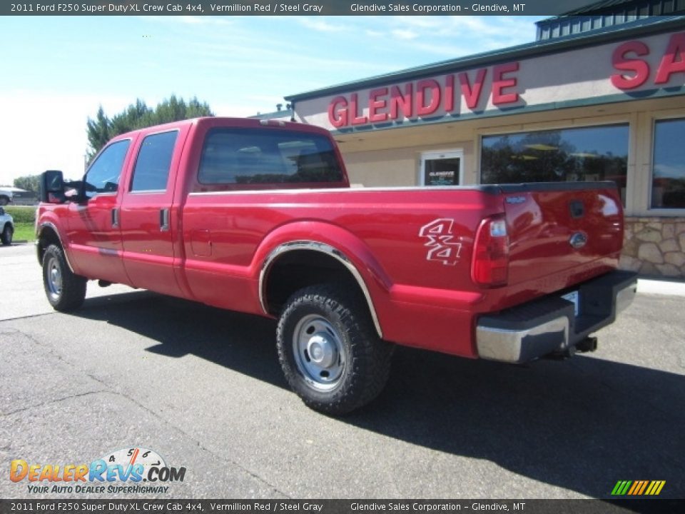 2011 Ford F250 Super Duty XL Crew Cab 4x4 Vermillion Red / Steel Gray Photo #4