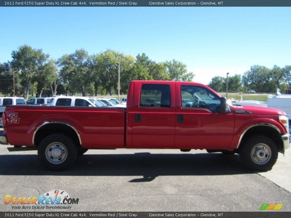 2011 Ford F250 Super Duty XL Crew Cab 4x4 Vermillion Red / Steel Gray Photo #6
