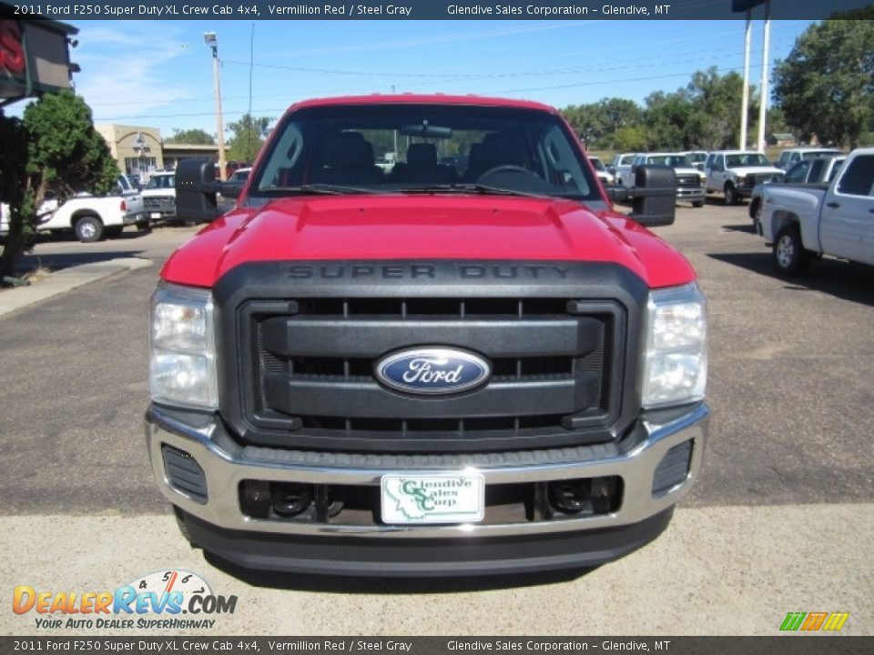 2011 Ford F250 Super Duty XL Crew Cab 4x4 Vermillion Red / Steel Gray Photo #7
