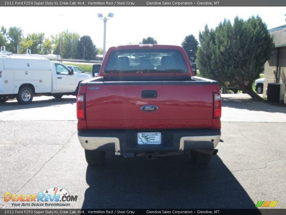 2011 Ford F250 Super Duty XL Crew Cab 4x4 Vermillion Red / Steel Gray Photo #8