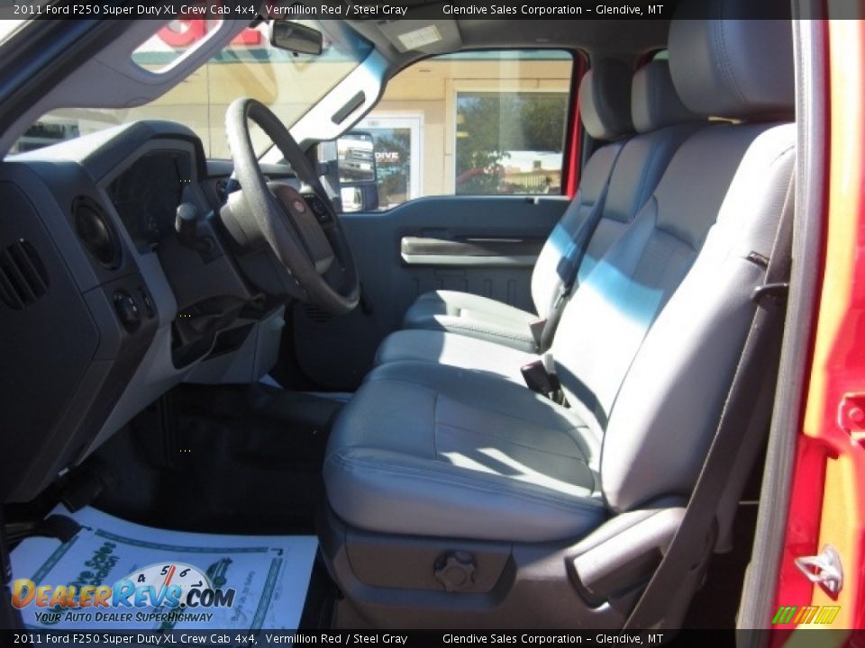 2011 Ford F250 Super Duty XL Crew Cab 4x4 Vermillion Red / Steel Gray Photo #11