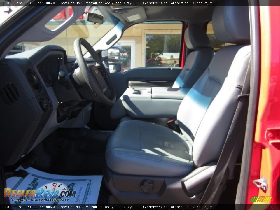 2011 Ford F250 Super Duty XL Crew Cab 4x4 Vermillion Red / Steel Gray Photo #12