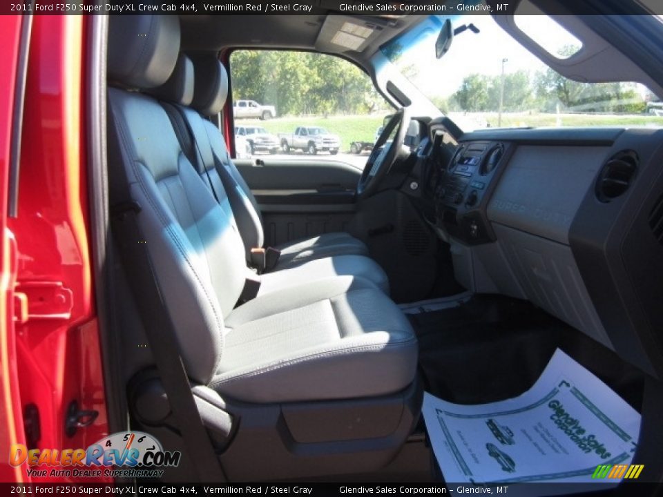 2011 Ford F250 Super Duty XL Crew Cab 4x4 Vermillion Red / Steel Gray Photo #14