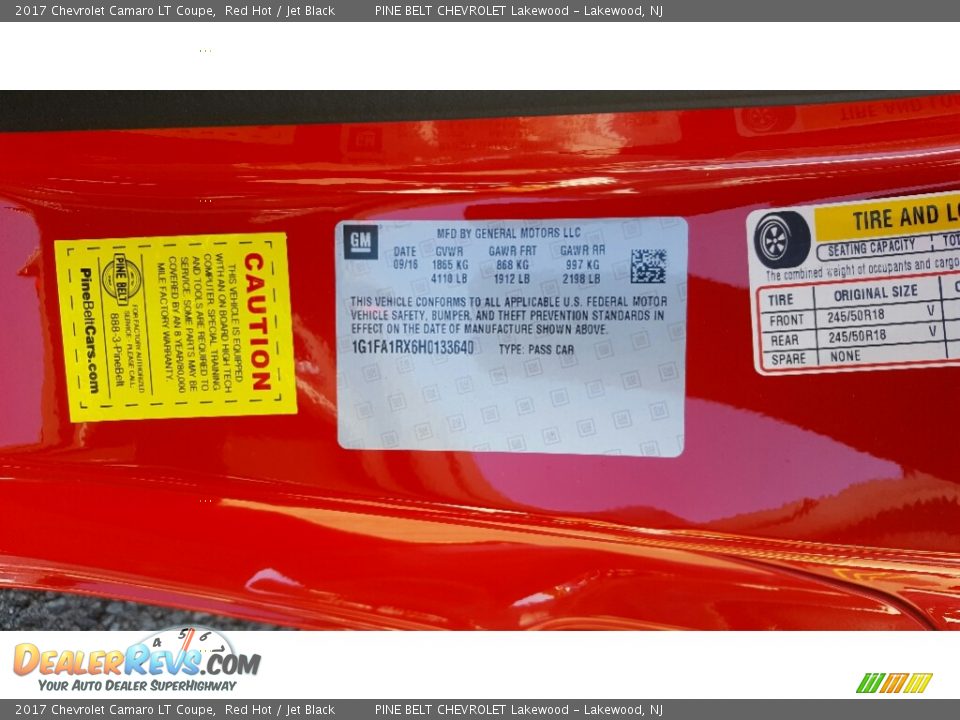 2017 Chevrolet Camaro LT Coupe Red Hot / Jet Black Photo #7