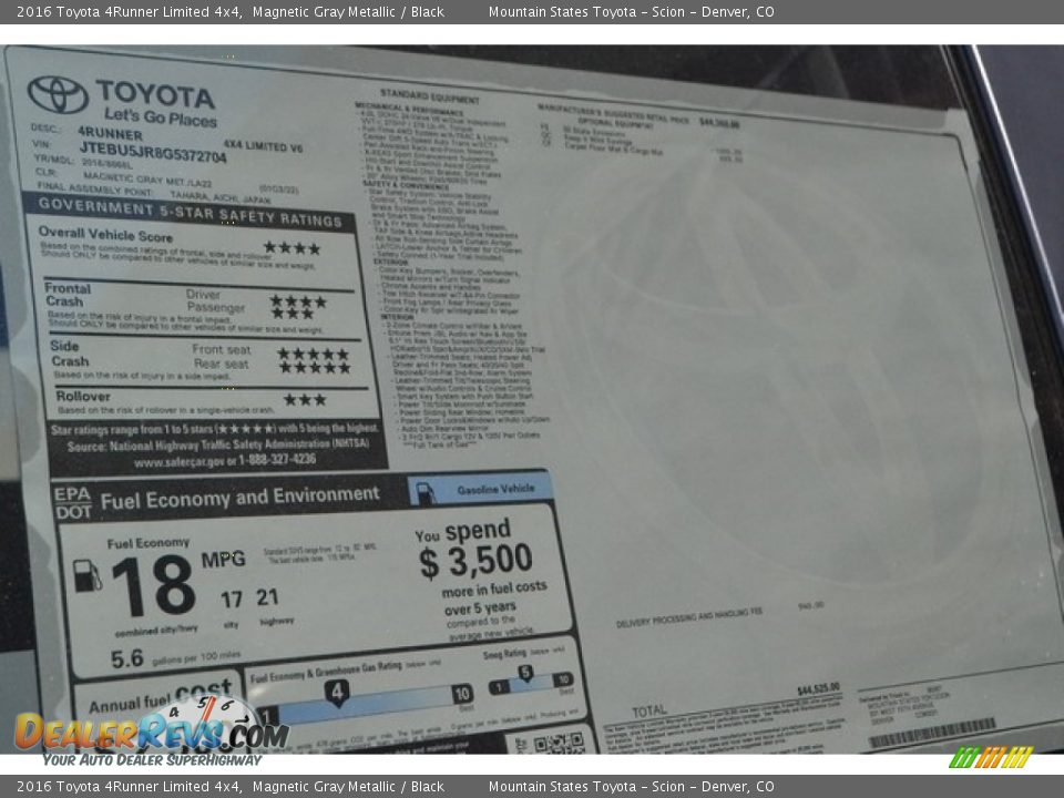 2016 Toyota 4Runner Limited 4x4 Magnetic Gray Metallic / Black Photo #10