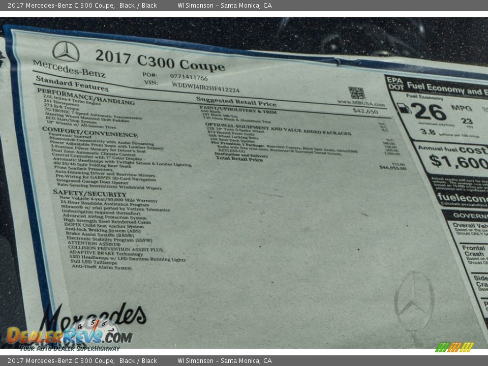 2017 Mercedes-Benz C 300 Coupe Black / Black Photo #11