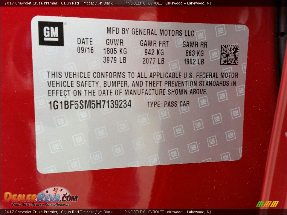 2017 Chevrolet Cruze Premier Cajun Red Tintcoat / Jet Black Photo #10